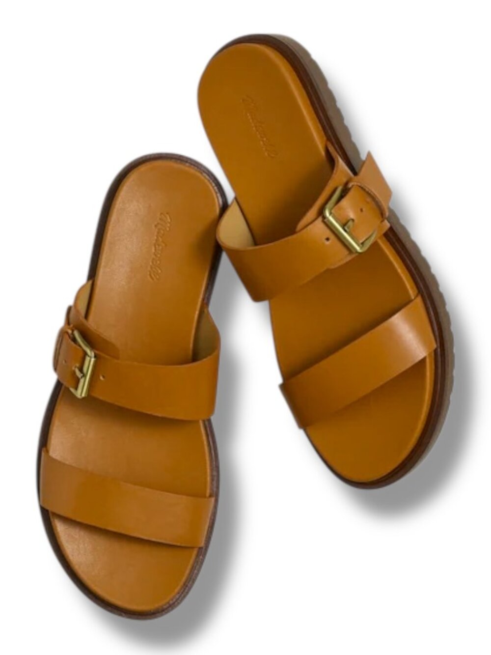Madewell 'The Dee' Sandal, Leather, Double Strap, Warm Coffee Brown, Size 10.5